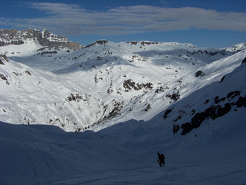 #4 Traversée Aiguilles rouges : Dans la combe NW du col du Brévent, avant de traverser vers les ruines des chalets d Traversée Aiguilles rouges : Dans la combe NW du col du Brévent, avant de traverser vers les ruines des chalets d'Arlevé.