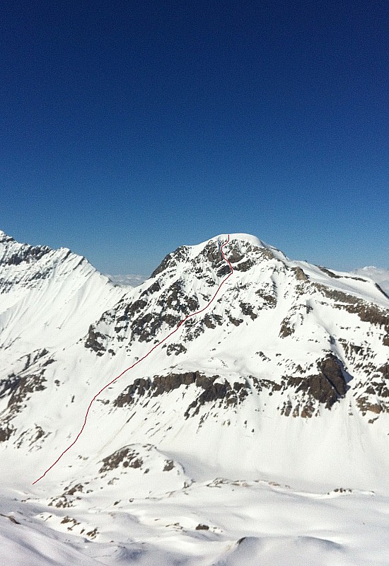 traçé de descente : directe du sommet jusqu'au Vallon