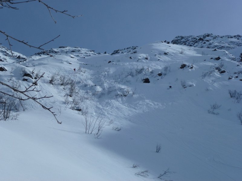 Couloir N : Pentes de sortie pour éviter le ressaut rocheux