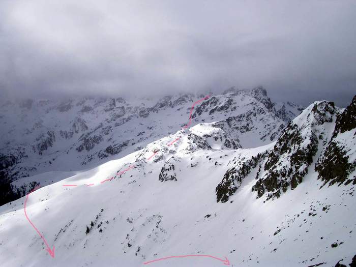 #10 De Roche Fendue à la Coche : Vue de la traverdsée entre la brèche de Roche Fendue et le Pas de la Coche De Roche Fendue à la Coche : Vue de la traverdsée entre la brèche de Roche Fendue et le Pas de la Coche