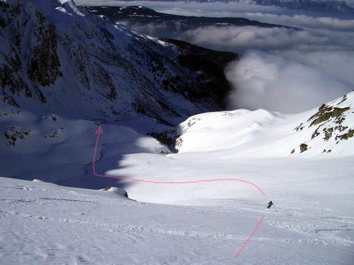 #20 Au dessus du refuge de l Au dessus du refuge de l'Oule : La dernière pente SO avant d'arriver au refuge de l'Oule, avec une neige de rêve! :o)
