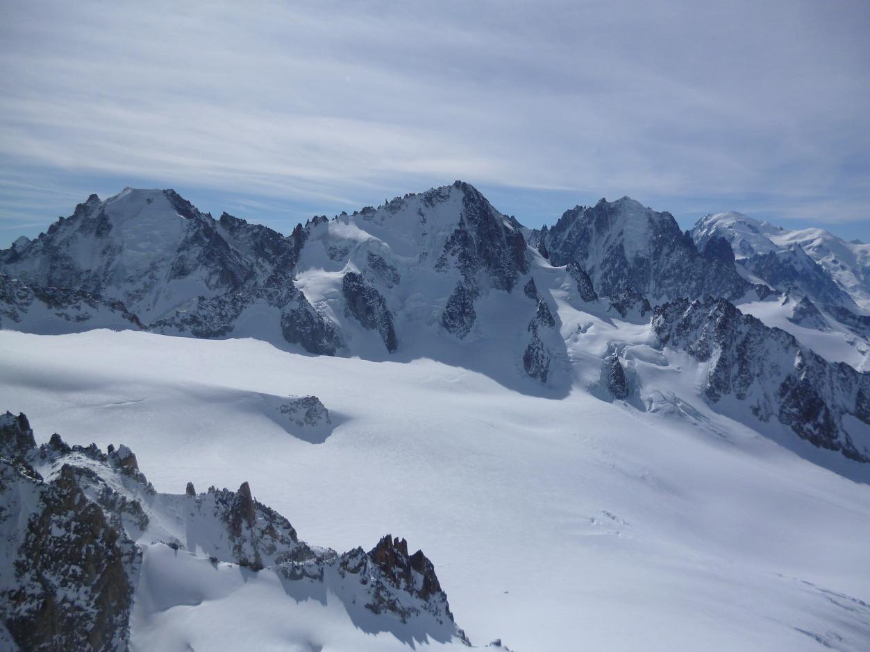 Aguille du Tour : Sur l'Arête: Aiguille d'Argentière, du Chardonnet, Verte et Mont Blanc