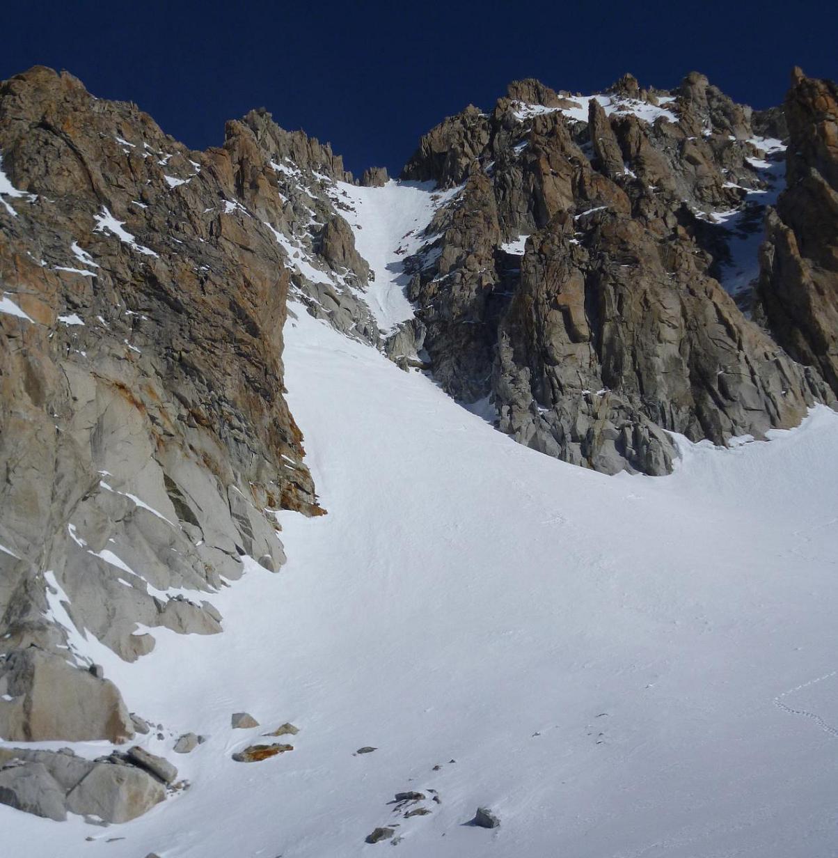 Aguille du Tour : Couloir de la Table mal enneigé