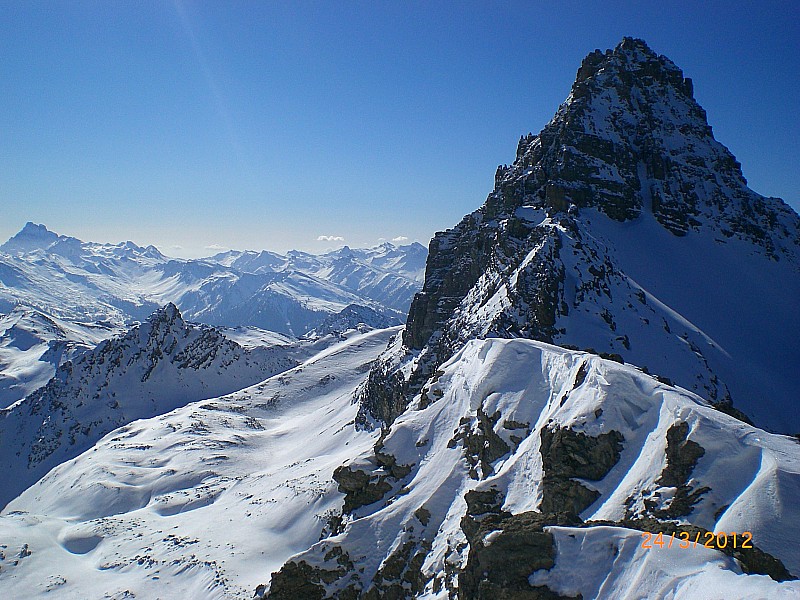 Escalinade : Vue du sommet de l'Escalinade, du Viso au Grand Rochebrune