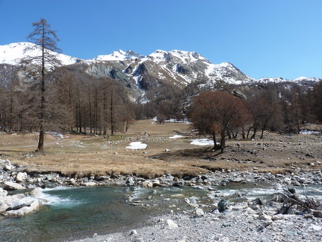 #9 Vue du départ/arrivée : La neige est en haut du grand pré. Vue du départ/arrivée : La neige est en haut du grand pré.
