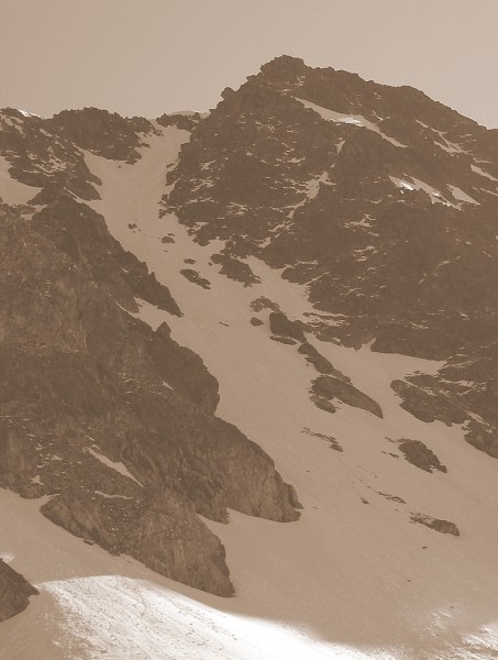 #4 le couloir SO : Le couloir SO du Rocher Blanc en neige béton à 9h00 le couloir SO : Le couloir SO du Rocher Blanc en neige béton à 9h00