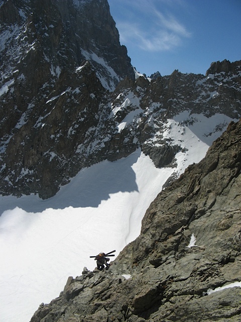 Col de la Temple : Désescalade  vers le glacier noir