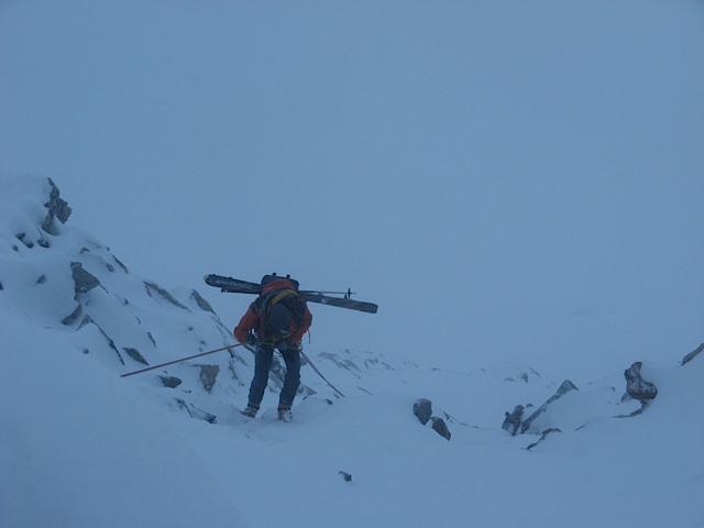 Brêche de la Meije : Rappel ,face Nord, pour accéder au glacier