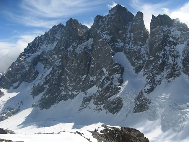 Ailefroide, face nord : Du col de la Temple