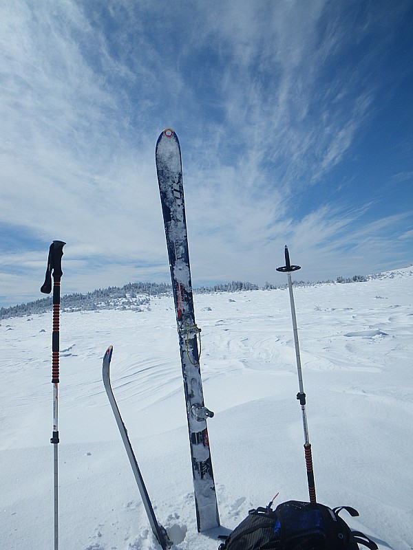 un peu de neige ter : une idée de l'enneigement vers 1400m (faut regarder les skis)