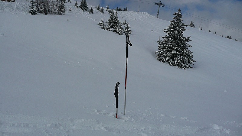 #1 villard : mes batons font 130cm, cela donne une petite idée de la couche de neige restante à 1650m villard : mes batons font 130cm, cela donne une petite idée de la couche de neige restante à 1650m
