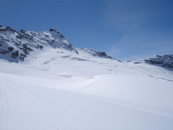 Glacier du Mulinet : Nous venons de traverser le glacier du Mulinet inondé de soleil, quel pied !