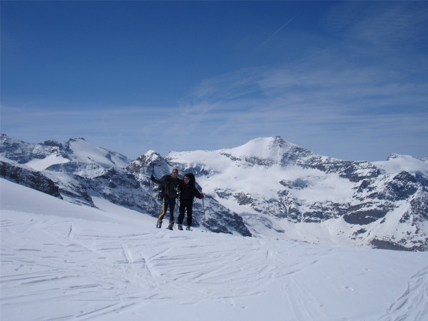 Nous : Au col du Grand Mean avec la petite Ciamarella et l'Albaron