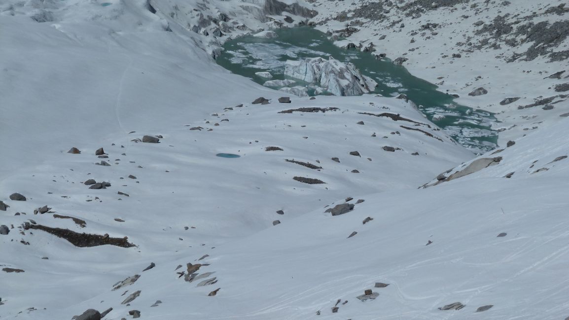 Mini lac glaciaire : Du blanc, du blanc, du blanc ....et du bleu