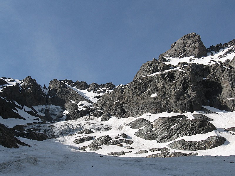 #1 sur le glacier de l sur le glacier de l'aup : les deux têtes de Mal Cros, l'homme étroit et le pic de Mal Cros