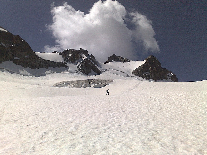 Remontée sur les pistes : Remontée au col de la Lauze, partie commune avec le Pic de la Grave sur les pistes