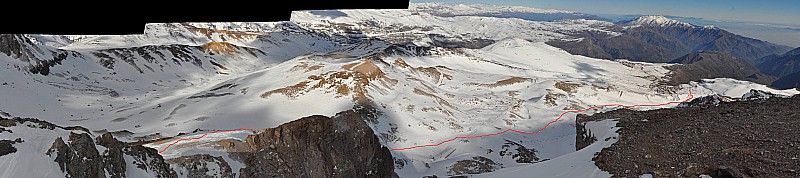 #1 Première partie de l Première partie de l'iti : En rouge le chemin suivi entre les zones sans neige ...