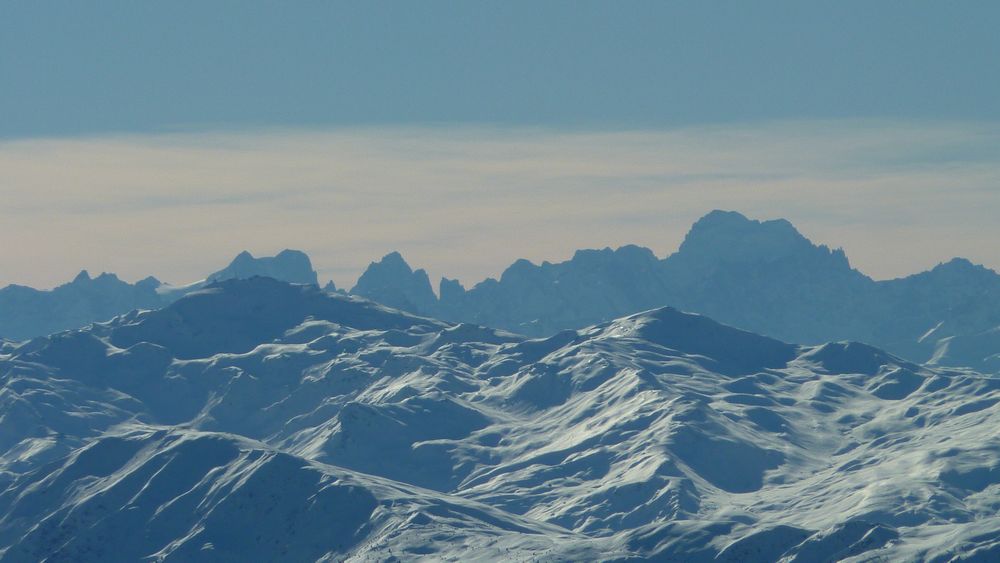 Ecrins : on voit jusqu'à la Barre et le Pelvoux