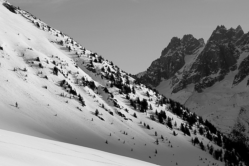 Aiguillette des Houches : pentes de la pointe de Lapaz et aiguilles de Chamonix