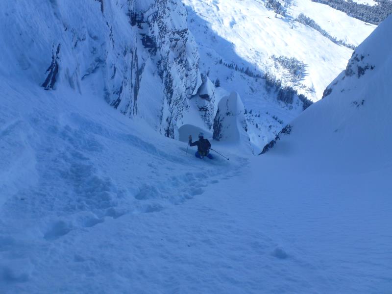 #25 Aiguille croche Face N : retour dans les premières pentes expo Aiguille croche Face N : retour dans les premières pentes expo
