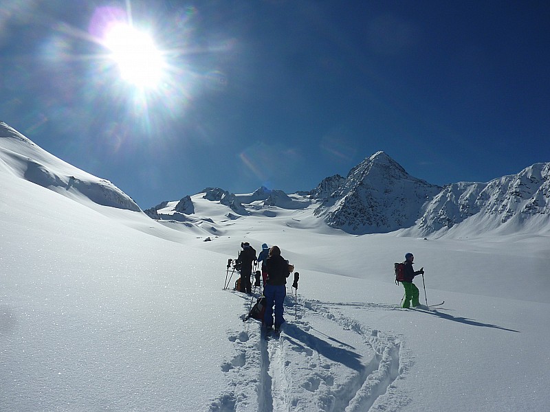 Glacier de Gébroulaz : Très courte pose avant d'attaquer le glacier