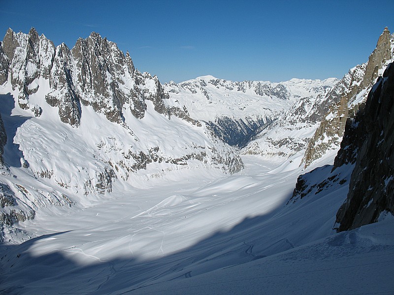 Brèche Puiseux : Regard vers le Glacier du Tacul et Mer de Glace