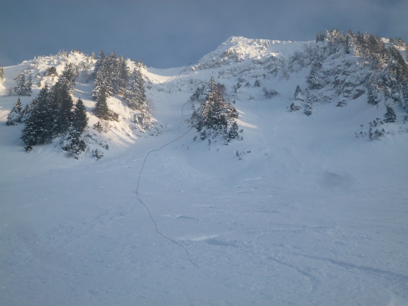 #5 Couloir NO du Beau Mollard : les ressauts rocheux ne passaient pas à ski. Couloir NO du Beau Mollard : les ressauts rocheux ne passaient pas à ski.