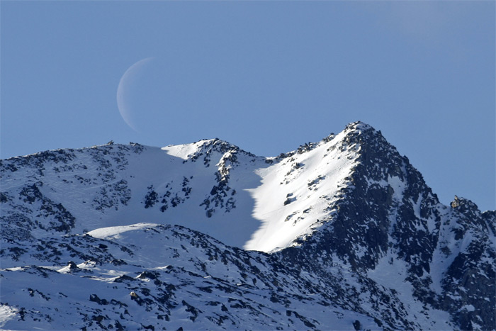 Rottällihorn : Couché de Lune sur le Rottällihorn (2911m)