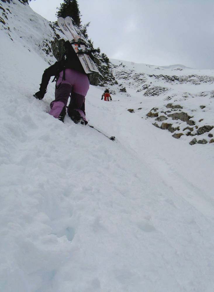 Pointe de la Beccaz : Chech à la trace au niveau du ressaut en glace du milieu ... entièrement recouvert