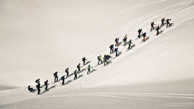 Bouchons : Les bouchons classiques du le périph des pistes de ski de fond du Grand Nave un jour de double tractage.