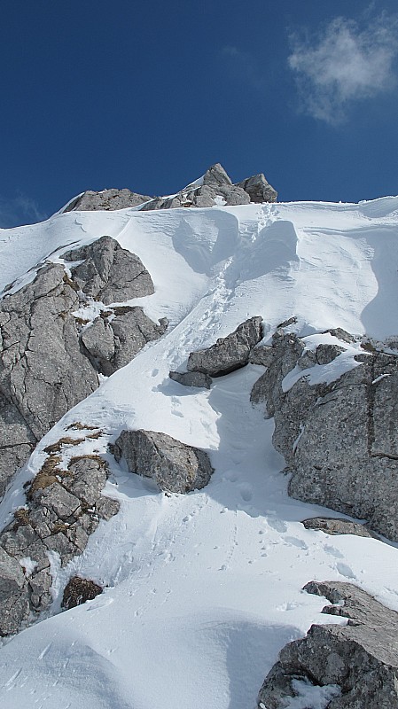 #4 couloir du serpent : trace de la montée au sommet couloir du serpent : trace de la montée au sommet