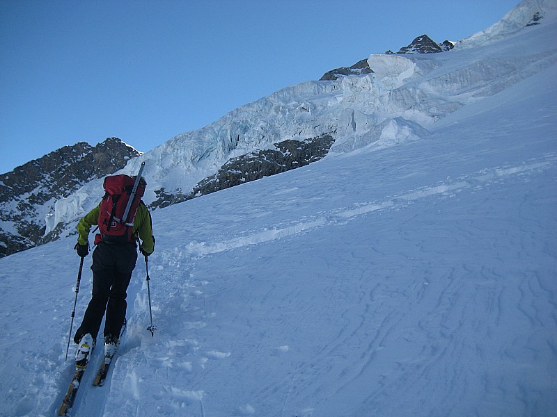 #19 Tour de la Meije : Remontee devant les seracs de la face N de la Meije Tour de la Meije : Remontee devant les seracs de la face N de la Meije