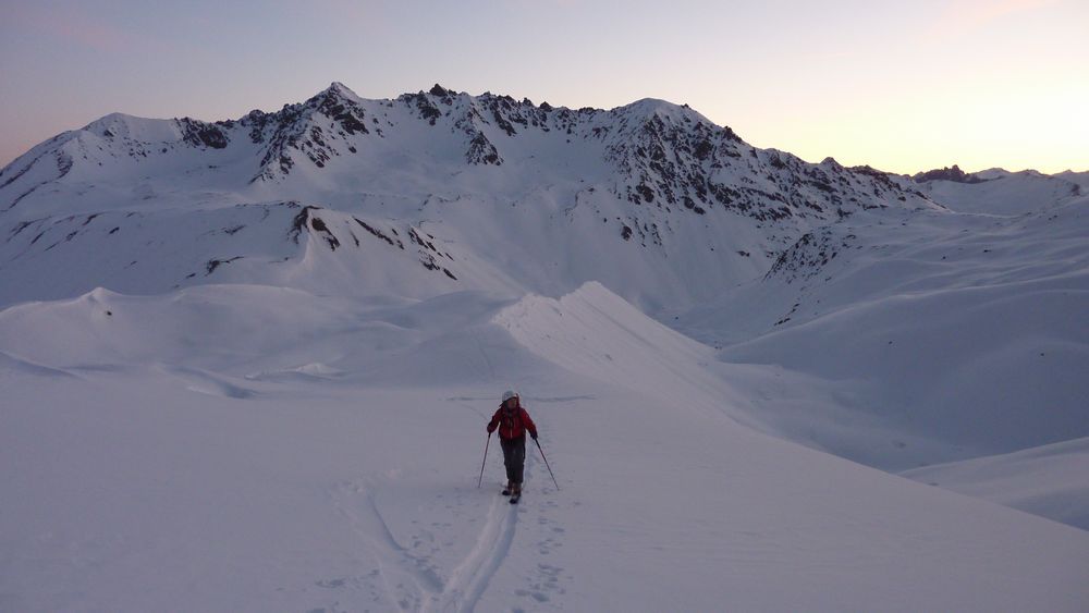 Au petit matin : on a evité le piege du dédale morainique !