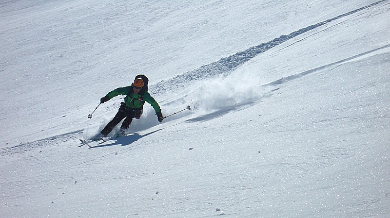 Glacier Sup du Vallonnet : Fabrice en action...avec le sourir.