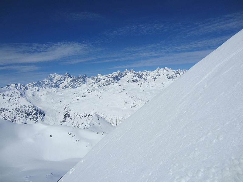 la vue : sur le massif du Mt Blanc