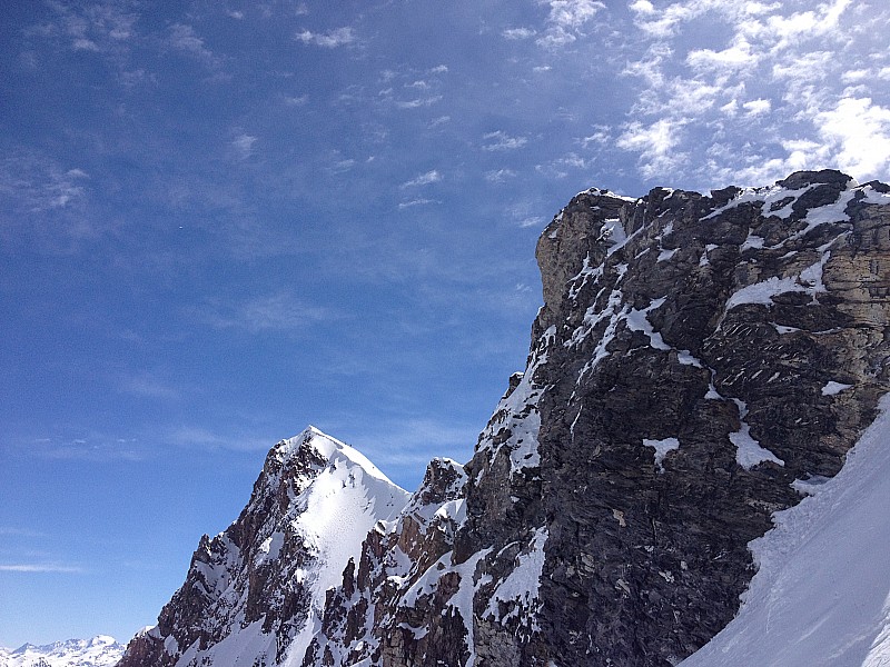 #21 Grande Casse : Vu sur le sommet de la Grande Casse et de l Grande Casse : Vu sur le sommet de la Grande Casse et de l'arrivée du couloir des Italiens, depuis le départ de la Face N Centrale