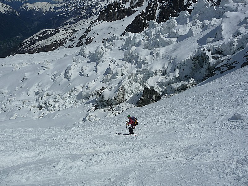 Stephane et les seracs : Stéphane sur plan glacier avant la jonction