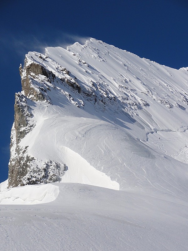 #13 THE FACE : la vue de la face skiée depuis l THE FACE : la vue de la face skiée depuis l'entrée du couloir de Barre Noire
