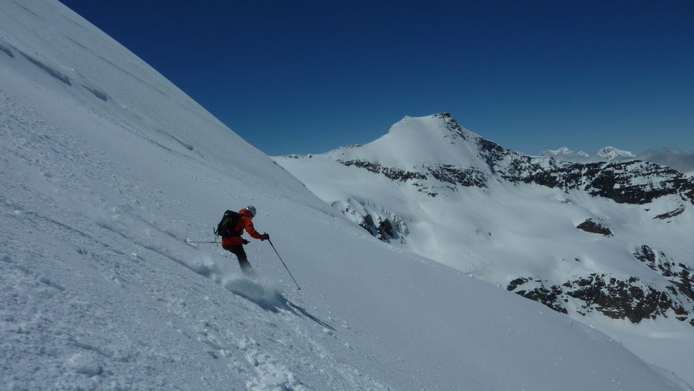 #16 Manu : fine poudre sur fond dur dans la face nord, tres agréable à skier Manu : fine poudre sur fond dur dans la face nord, tres agréable à skier