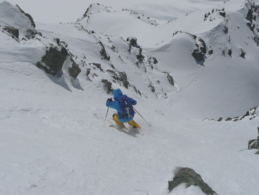 Couloir SW Gébroulaz : Hervé plonge