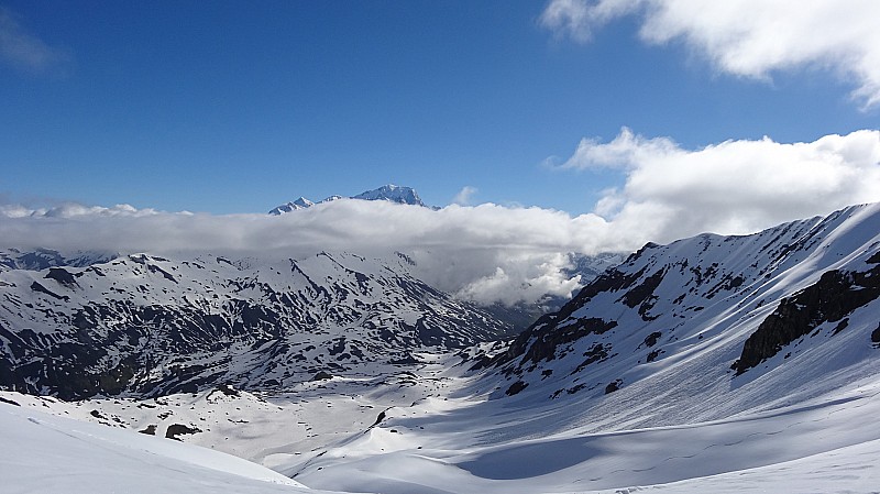 vue du sommet de la combe S : La mont Blanc apparait