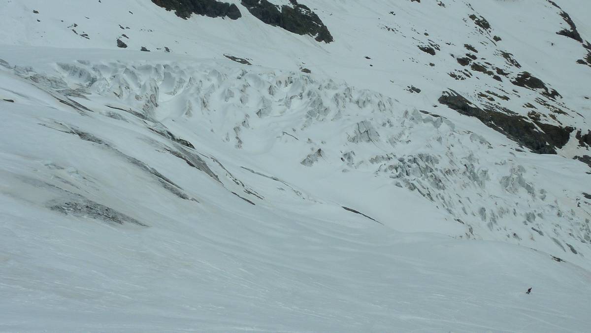 Final rive droite : les séracs/crevasses du Glacier Blanc