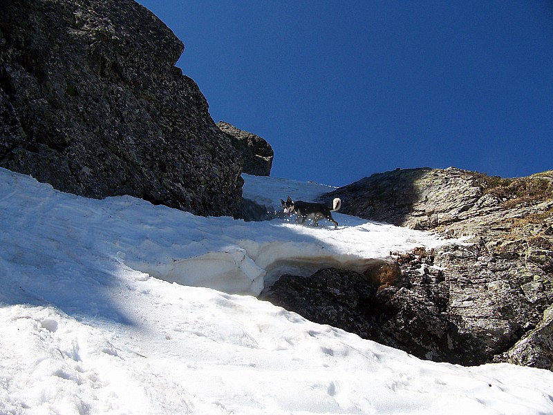 #13 Taillefer Pyramide : Jam dans l Taillefer Pyramide : Jam dans l'étroiture du couloir du lac de la Courbe