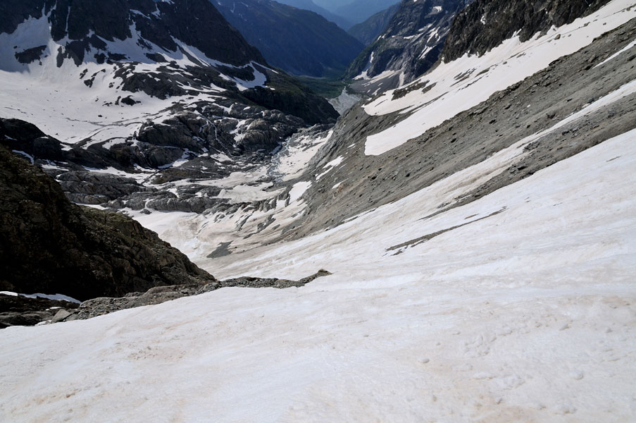 Dôme des Ecrins : Dernière pente rive droite