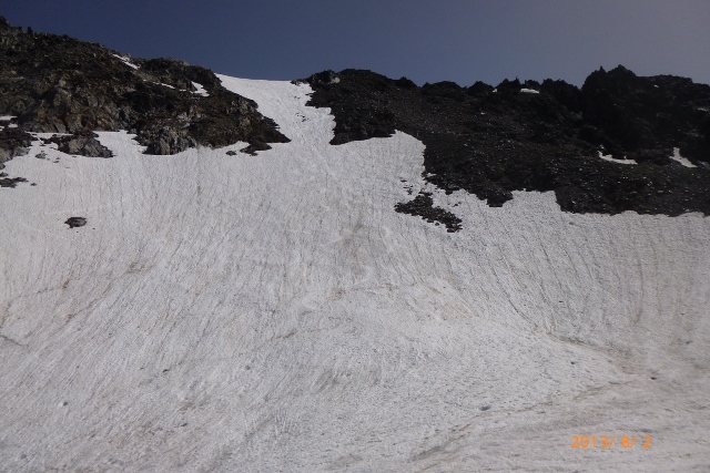 photo du 02/08/13 : couloir final sur la gauche du sommet