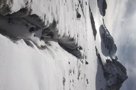 #3 Grand Sauvage : Les crevasses sont un peu remplies par la chute récente, mais relativement visibles Grand Sauvage : Les crevasses sont un peu remplies par la chute récente, mais relativement visibles