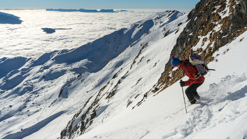 Couloir S : belle ambiance,  vue superbe mais skiabilité moyenne, dommage