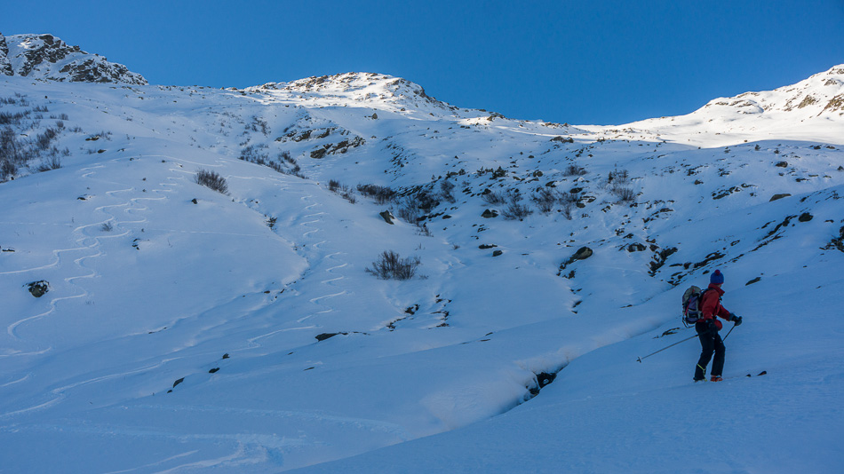 Un fond du vallon : grosses conditions . Comme souvent, peu de vent dans le bas