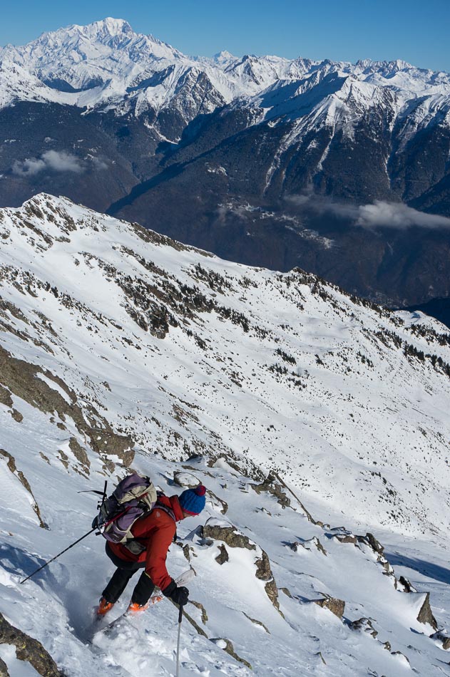 Premier virage face E : les rochers sont pas loin