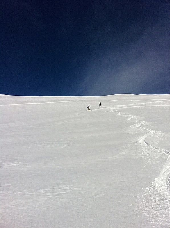 Top neige : François et son garçon (pente sud-ouest vers 2000m)